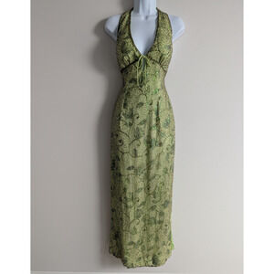 Vintage Sean Xpress Beaded Gown Womens Medium Silk Garden Fairy 90s Whimsical